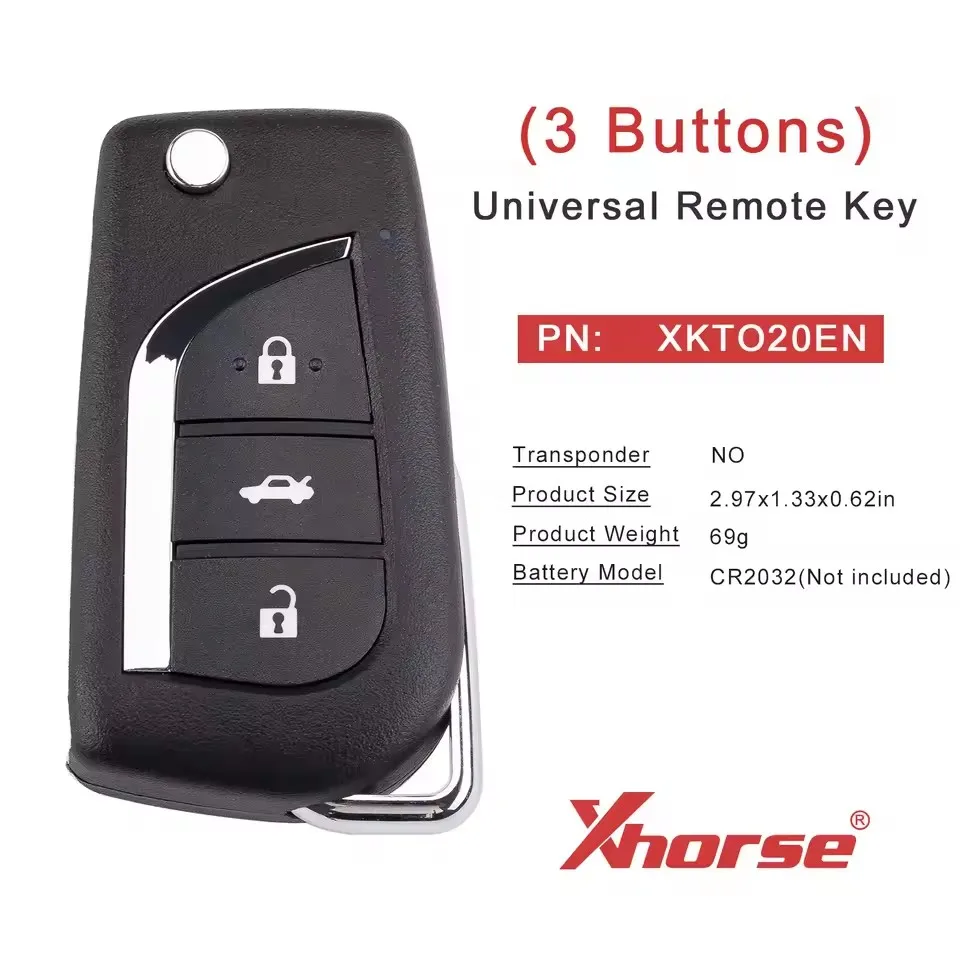 1/2 pces xhorse xkto20en 2a geração chave remota com fio 3 botões chave remota universal substituída xkto00en para ferramentas vvdi