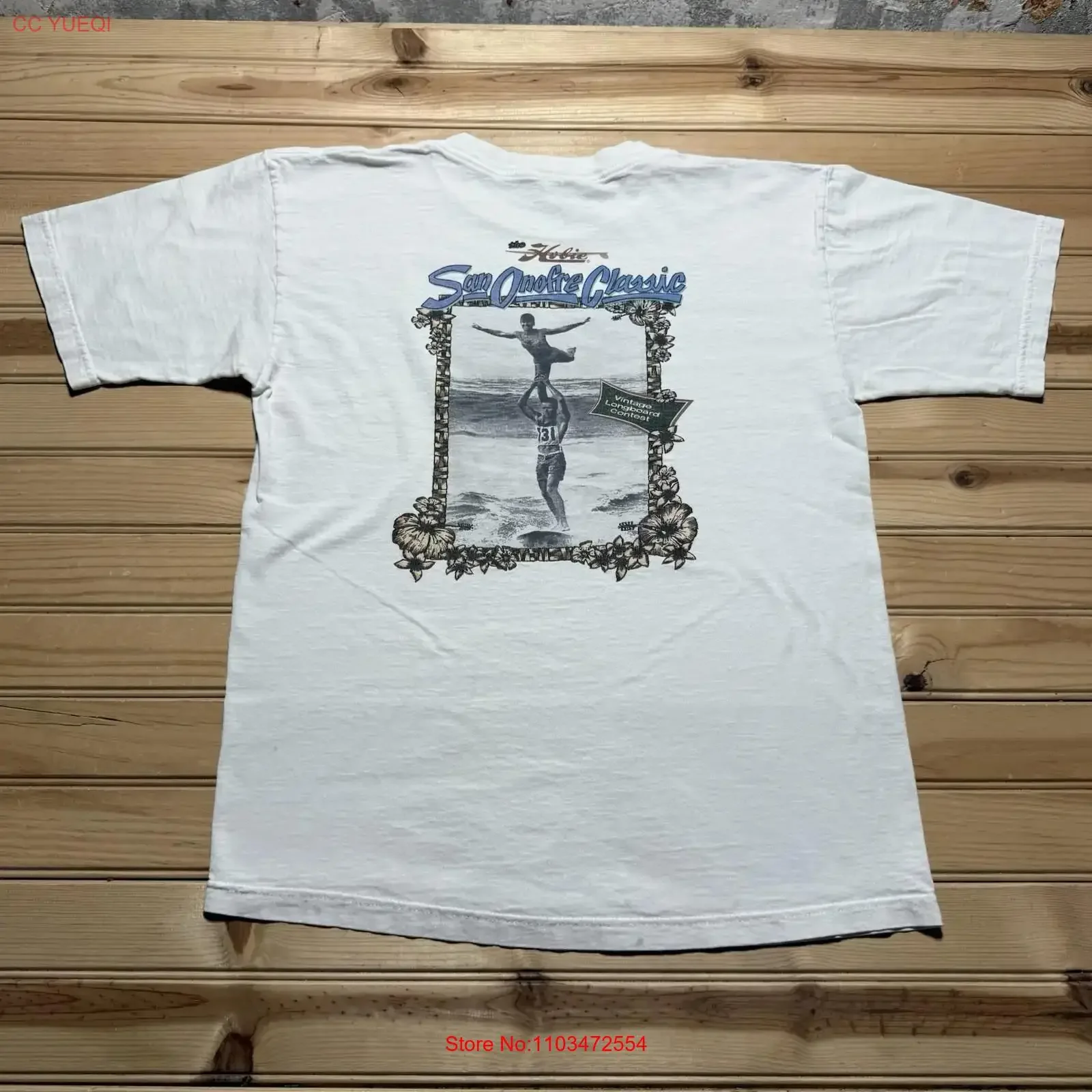 Vintage 90s hobie san onofre surf clássico califórnia surf t camisa tamanho médio vintage lavado macio respirável elegante homme