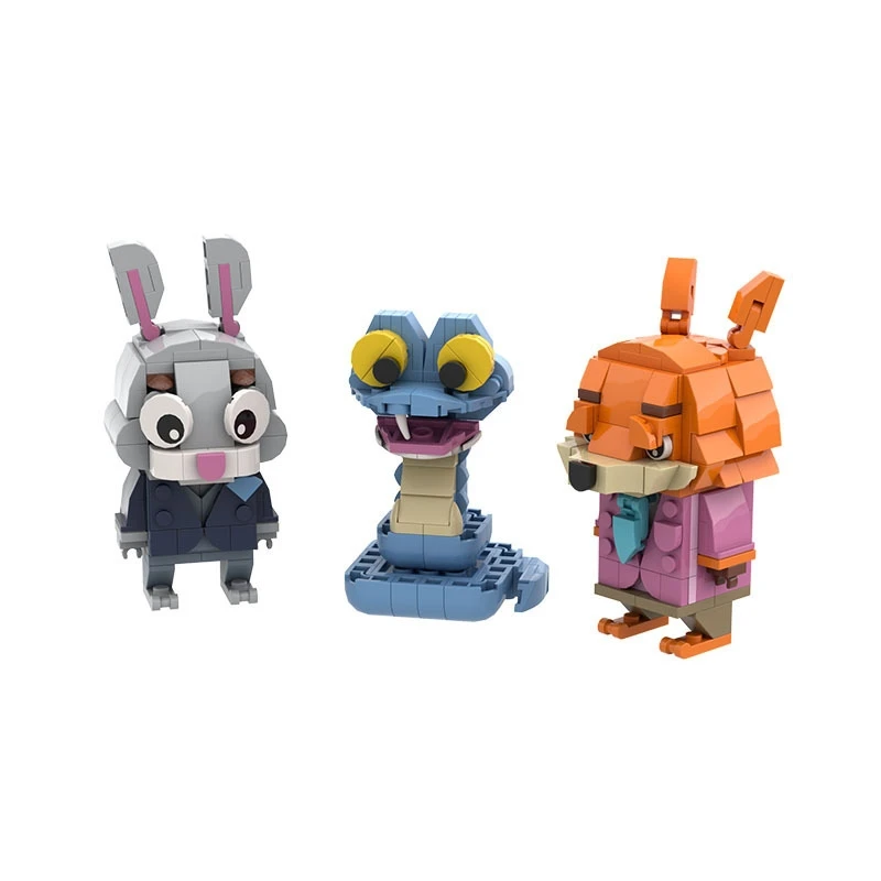 لعبة بناء MOC Zootopia Brickheadz متوافقة مع الطوب الصغير للأطفال والمراهقين ديكور الحفلات هدية الكريسماس 334 قطعة #5