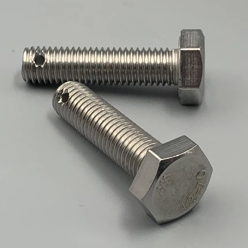 M8 M10 M12 M14 M16*60mm 70mm 80mm 90mm 100mm Length 304 Stainless Steel Screw GB31.1 Hexagon Bolt With Split Pin Hole On Shank