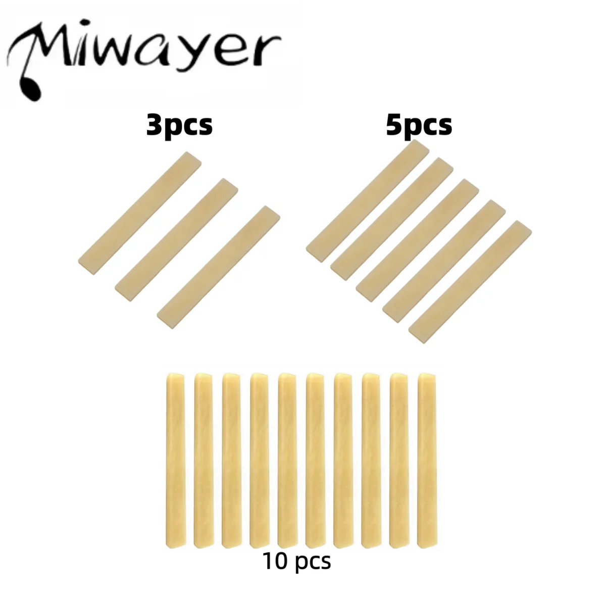 Miwayer 3/5/10Pcs Unbleached Blank Guitar Bridge Saddle, Pure Bone 80x3x10mm Semi-Finished for Classical Acoustic Guitar Luthier