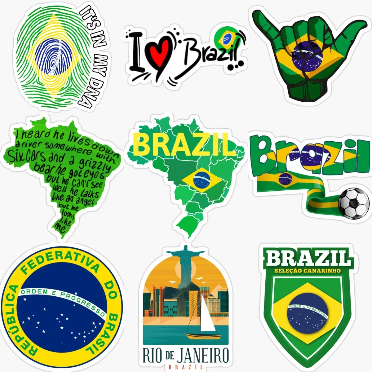

BR Brazil Flag Map Redeemer PVC Creative Car Stickers for Car Motorcycle Bicycle Window Wall Fridge Decoration Customizable Size