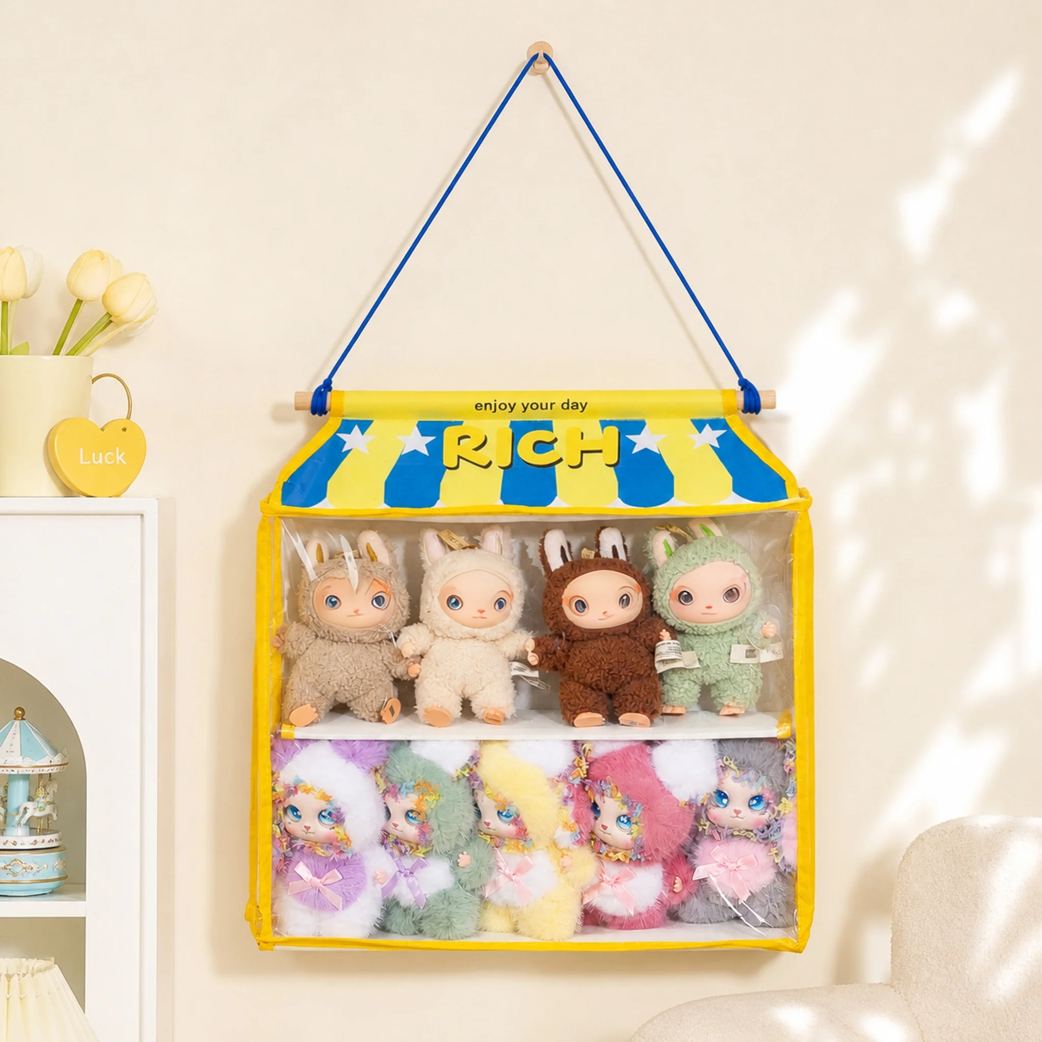 Dustproof Transparent Wall Hanging Doll Storage Bag Plush Figure Display Organizer Blind Box Toy Collectible Hanging Pocket view 5