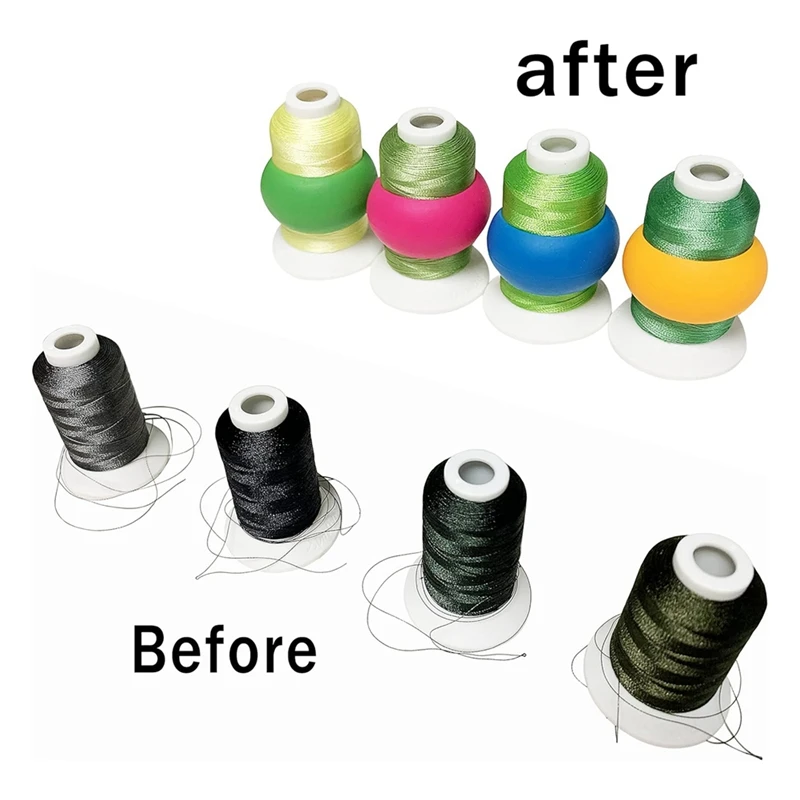 Silicone Thread Spool Savers 48 Huggers 4 Bobbin Clamps And 4 Bobbin Holders - Prevent Thread Tails From Unwinding, Durable