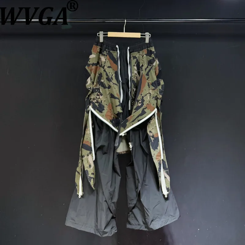 

WVGA осень-зима новый мужской прилив High Street тяжелые лоскутные молнии модный дизайн нишевая шикарная повседневная широкая юбка брюки W13930