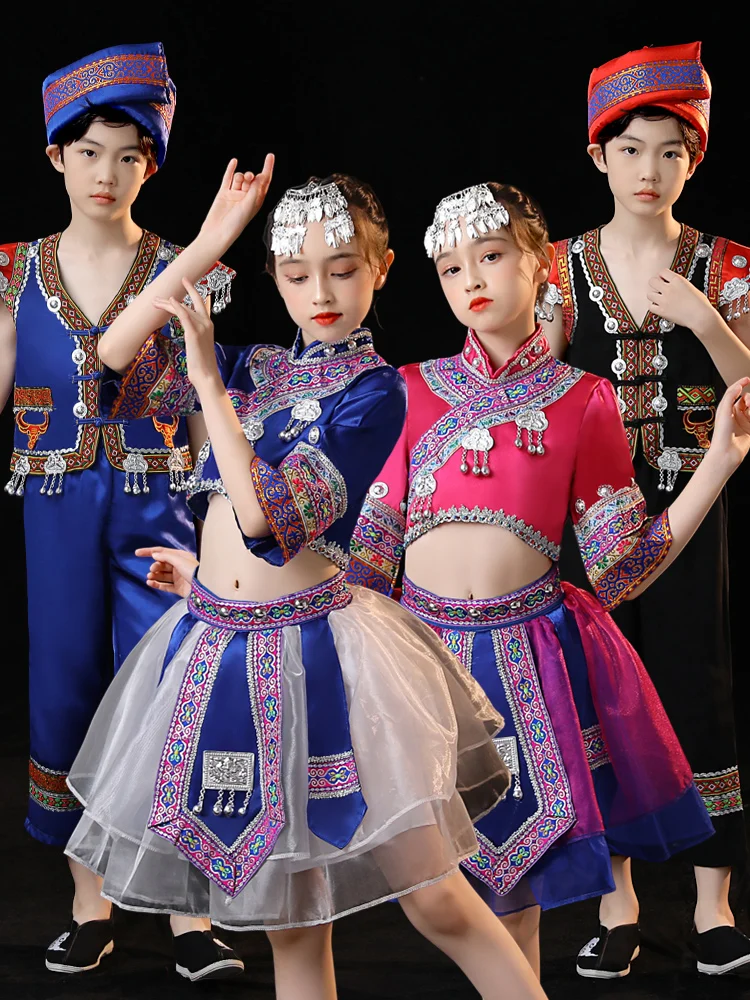 

Детский национальный костюм для девочек, этнический костюм для танцевальных выступлений, цвет хаки, полиэстер, подходит для детского сада...