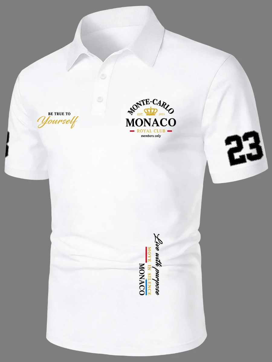 Western Summer Men'S Fashion Casual Short Sleeve Polo Easy Multi-Element Letter Print POLO Shirt