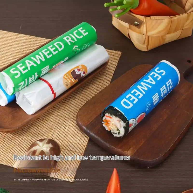 【CC】20/100 Pcs Disposable Sushi Roll Packaging Bags Japanese Cartoon Print For Rice Ball Bento Lunch Food Wrap