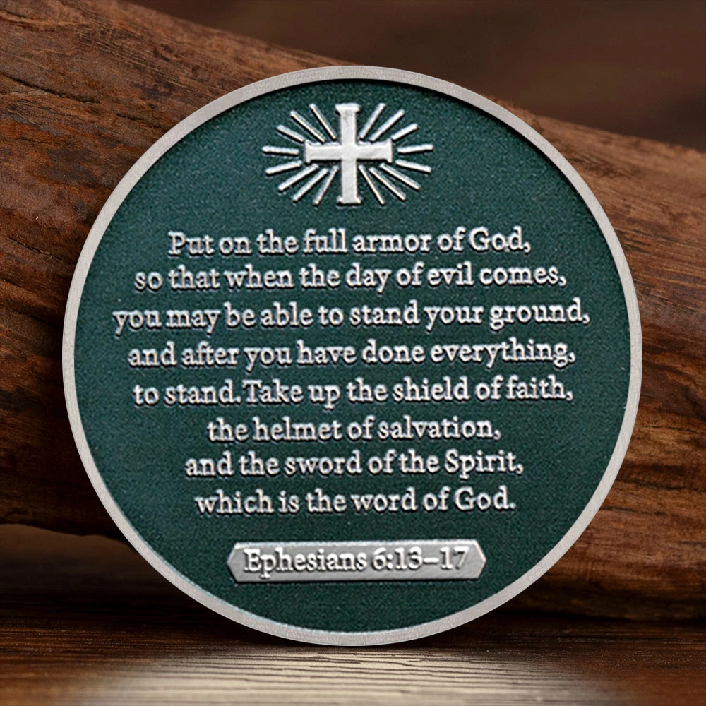 Glorious Defender Faith Collection Coin Ancient Silver Plated Put on All Armor of God Souvenir Coin