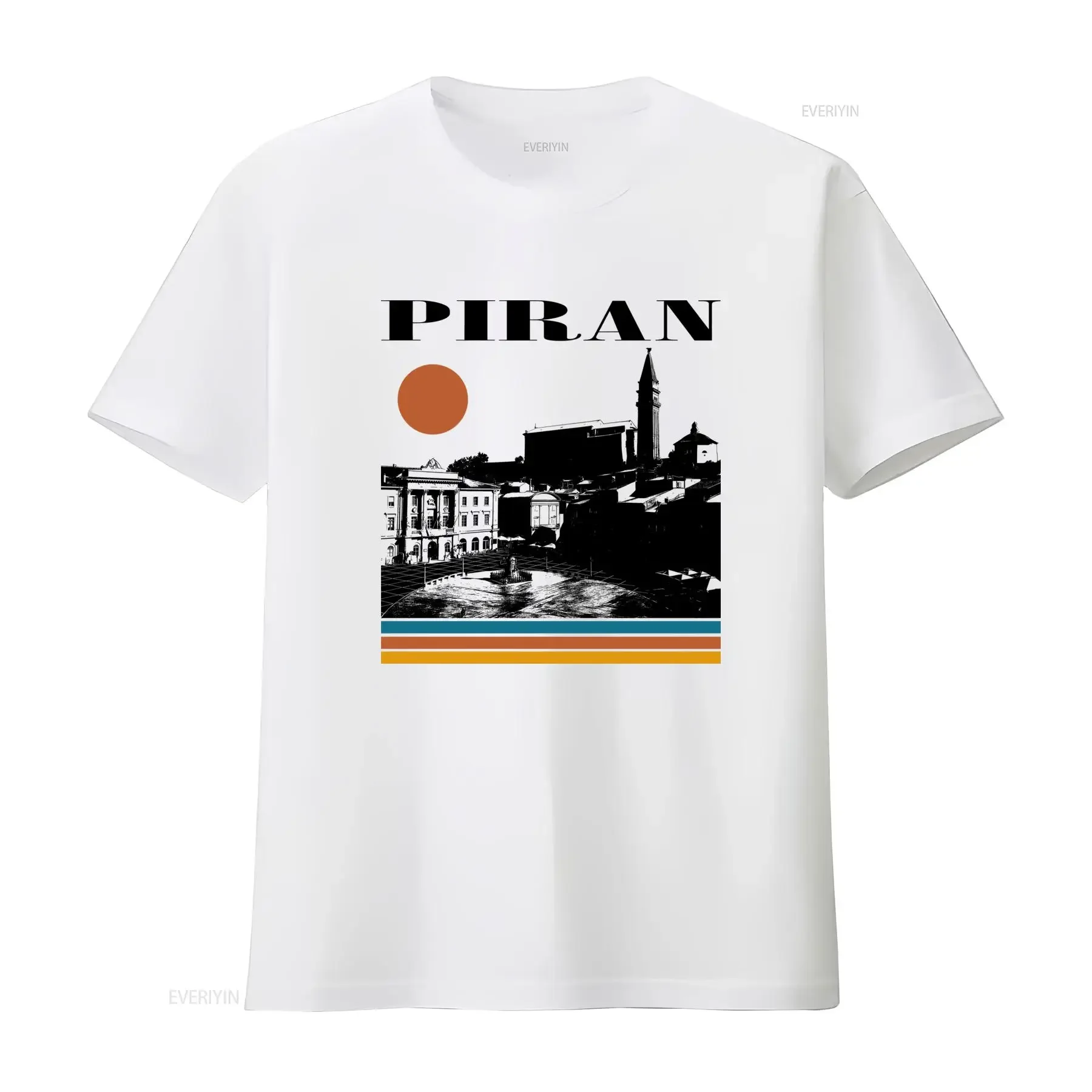 Piran Slovenia Vintage Retro Travel Minimalist T Shirt Print Fashion Streetwear vintage Washed designer clothes Soft Unisex