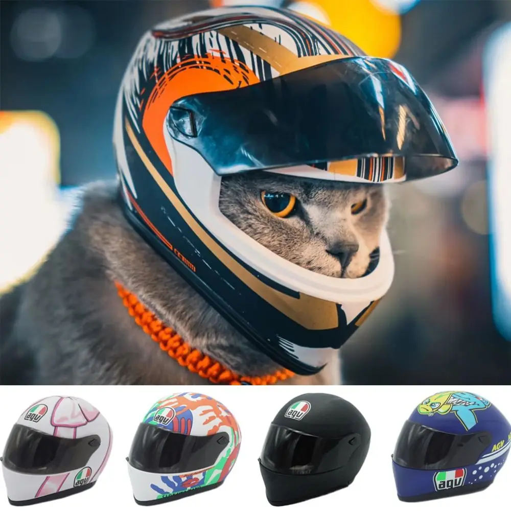 New Mini Cat Helmet Outdoor DIY Motorcycle Helmet Decoration Craetive Gift Pet Head Protecting Safe Hat