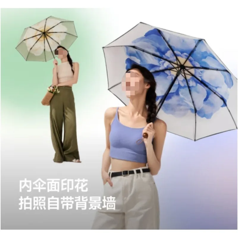 UV protection parasol, three-fold double-layer vinyl umbrella, sun protection umbrella
