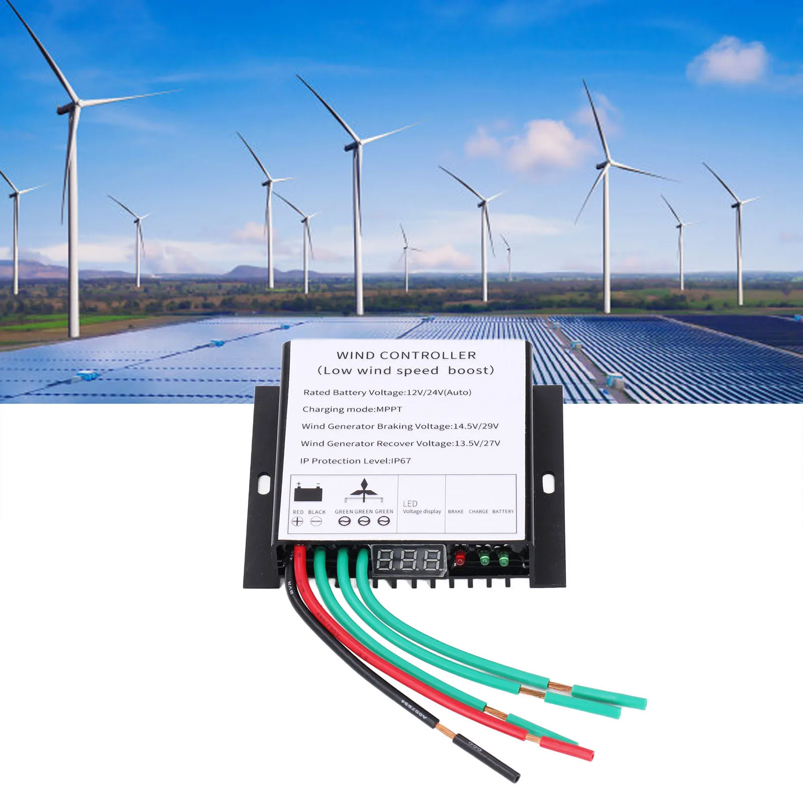 ZK30 MPPT Wind Turbine Controller 100‑400W 12V 24V Auto Match Wind Generator Controller with LED Indicator