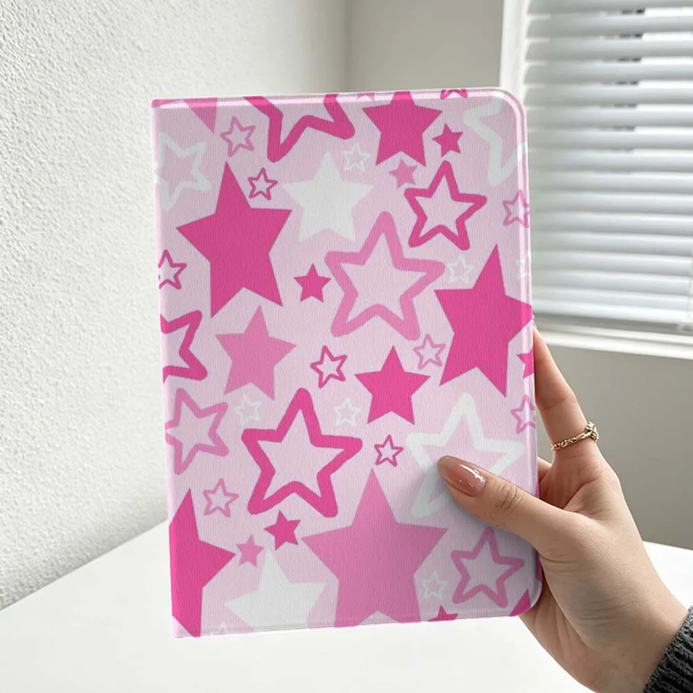 Pink Star Pattern For iPad Pro Air mini 7 6 5 4 3 2 1 9gen M5 M4 11th 10th A17 Pro A16 Soft Inch Tablet Case Cover