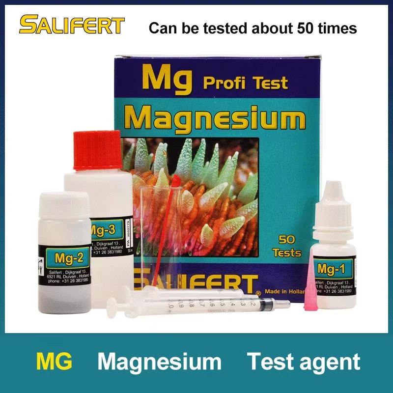 مجموعة اختبار مياه البحر من Salifert، Ca، Cu، I2، KH، Mg، NH4، NH4، NO2، Nitrite، NO3، Nitrate، PH، PO4، Sr، Potent Water T