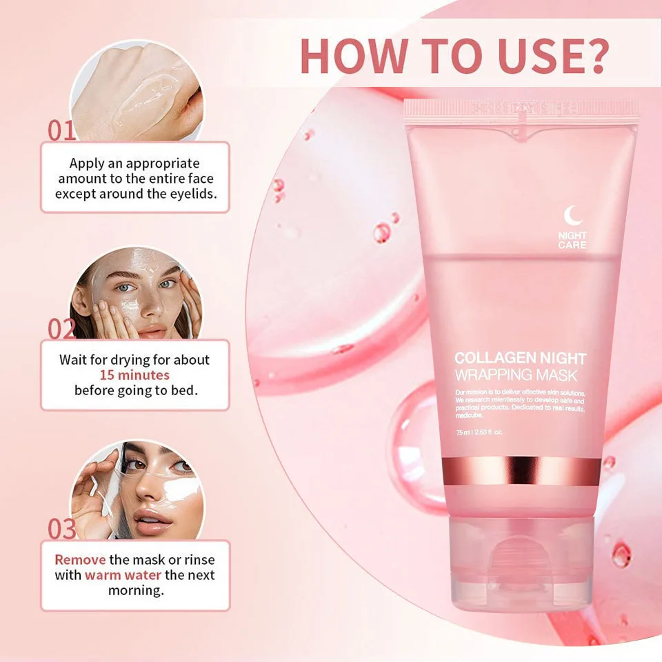 Collagen Peeling Night Cream With Brush Tear-off Mask Reduce Fine Lines Deeply Nourish Tighten Skin Moisturizing Mask