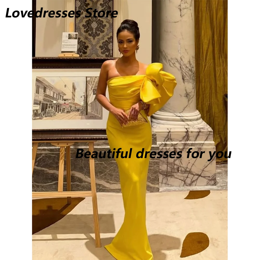 

Sexy Yellow Prom Dresses for Women Girls Floor-Length Mermaid Special Events Wedding Gala Evening Party Dress Customized