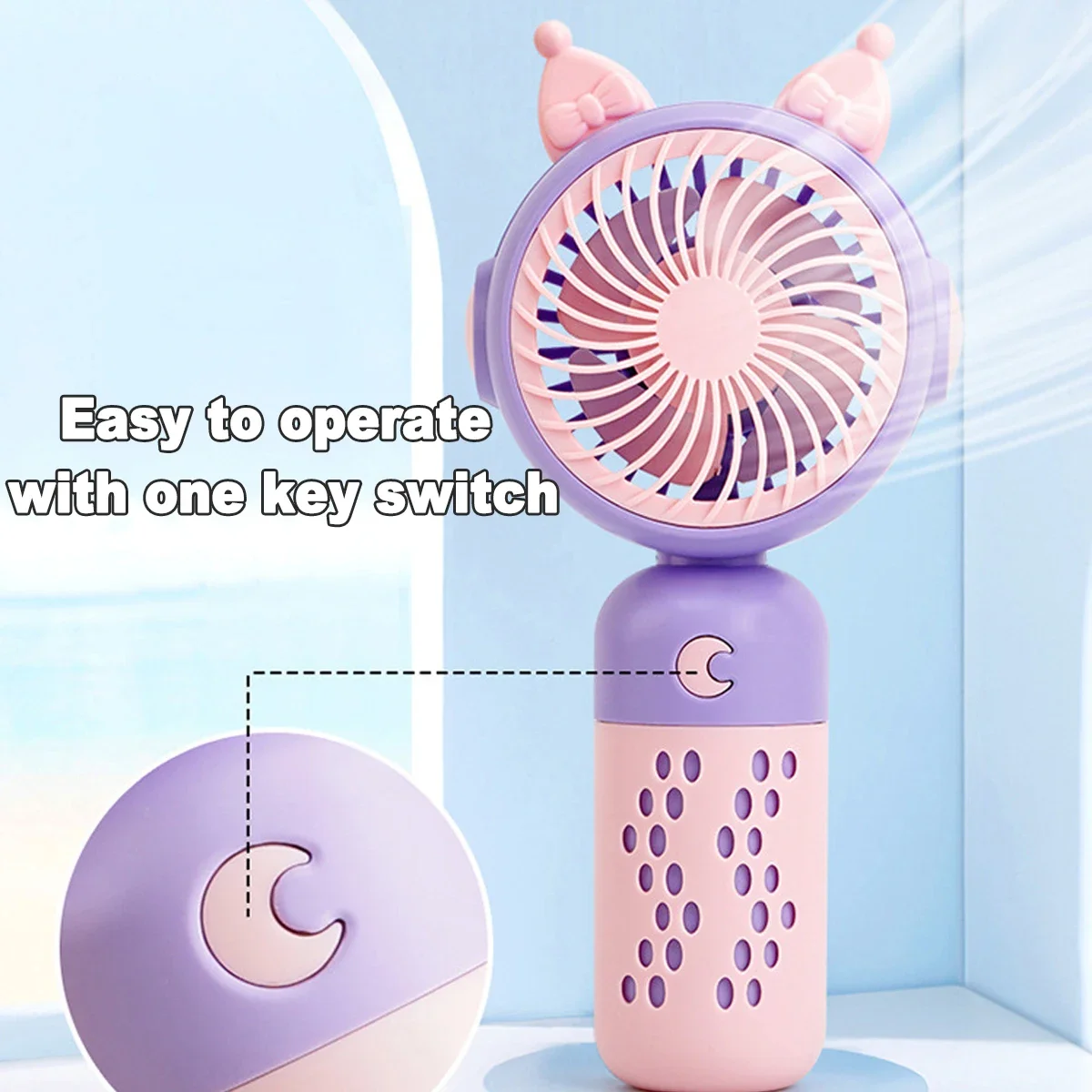 新しいハンドヘルド漫画ミニファンライト付き USB 充電式回転式ポータブル寮の教室やオフィスに最適