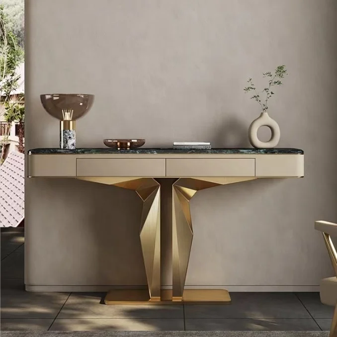 

Высококачественный входной стол из нержавеющей стали, золотой итальянский консольный столик, современная роскошная консоль