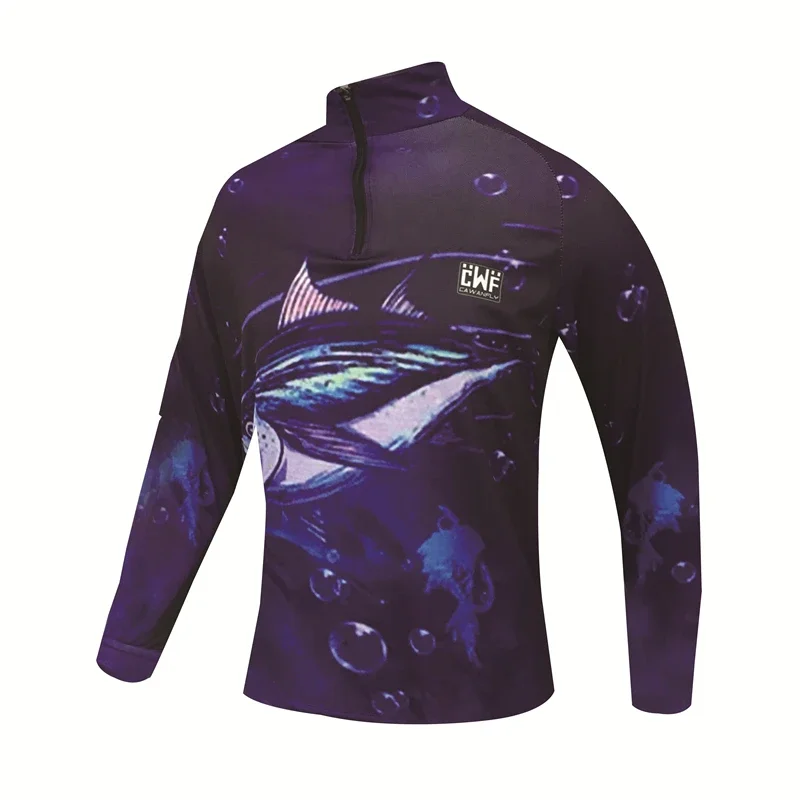 Fishing Shirts Polyester Print Sublimation Quick Dry Wears Clothes Long Sleeve Jerseys Custom  Anti-UV Breathable Sportswear