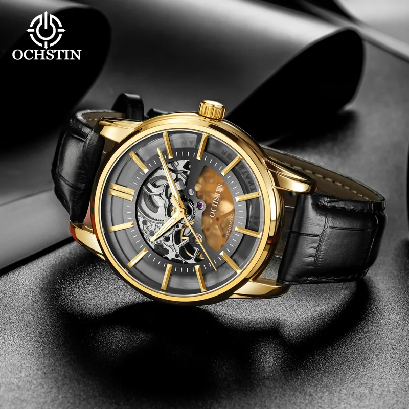 OCHSTIN New 2024 Master Series Simple and Personalized Hollow Mechanical Movement Waterproof Watch Men\'s Mechanical Watch