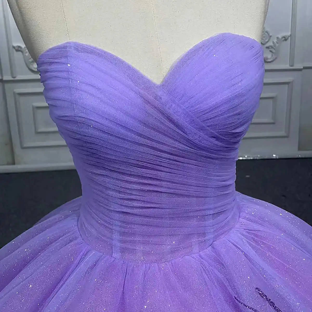 Lila Ballkleid Brautkleider Applikationen Blumen Pailletten Spitze Brautkleider große Größe benutzer definierte Größe Farbe Vestidos de Novia