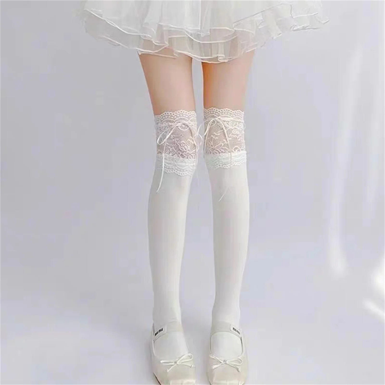 Combhasaki النساء Y2K الفخذ العليا الجوارب الدانتيل المرقعة لطيف الانحناء جوارب مرنة فوق جوارب طويلة الشارع الشهير الملابس والاكسسوارات