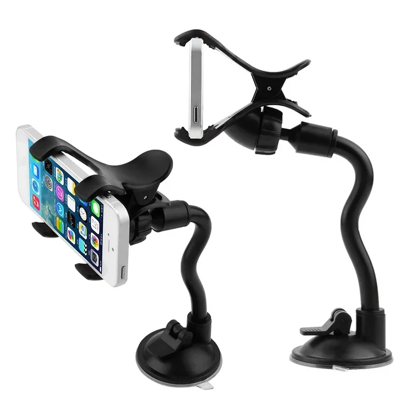 360 Rotate Sucker Car Phone Holder Windshield Cell Phone Support for IPhone 12 13 XR XS Long Arm Clip Mobile Phone Stand Mount