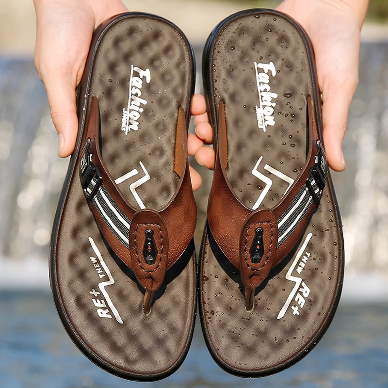 

Men's Summer Fashion Comfortable Thong Slippers Soft Bottom Anti-Slip Trendy Beach Shoes-902