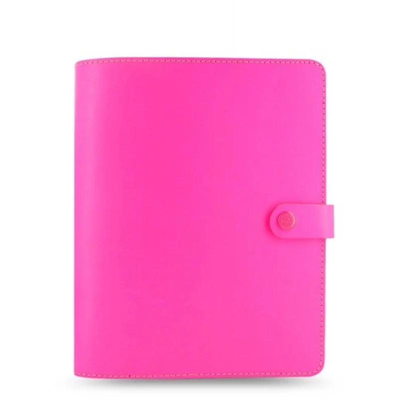 A + Filofax A5 Caderno Planejador Organizador Original Couro Rosa Fluoro - Presente 022439
