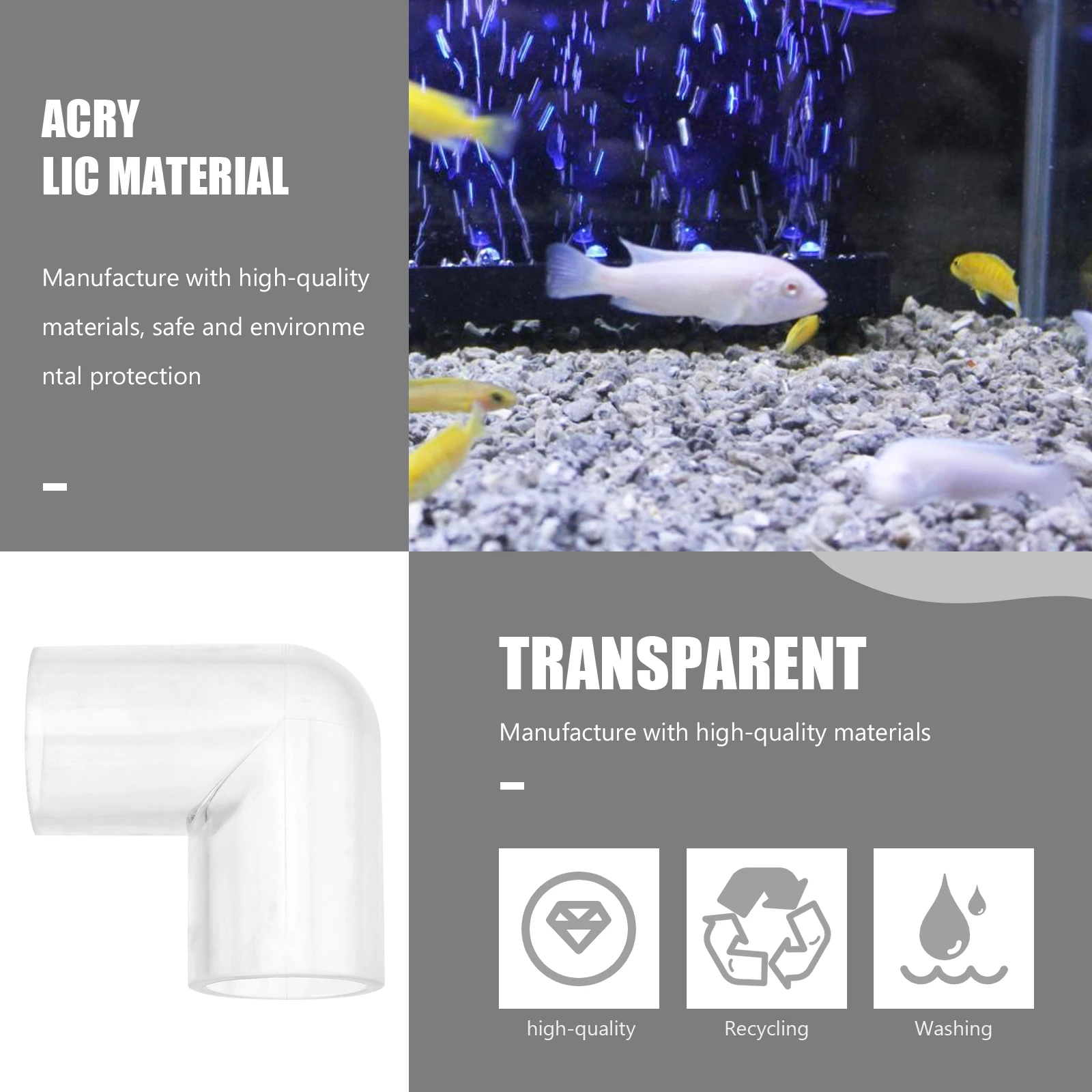 

10pcs Fish Tank Filter Pipe Connector 16mm Water Hose Adaptor Lightweight Easy Install Upper Lower Tube Connection for Aquarium