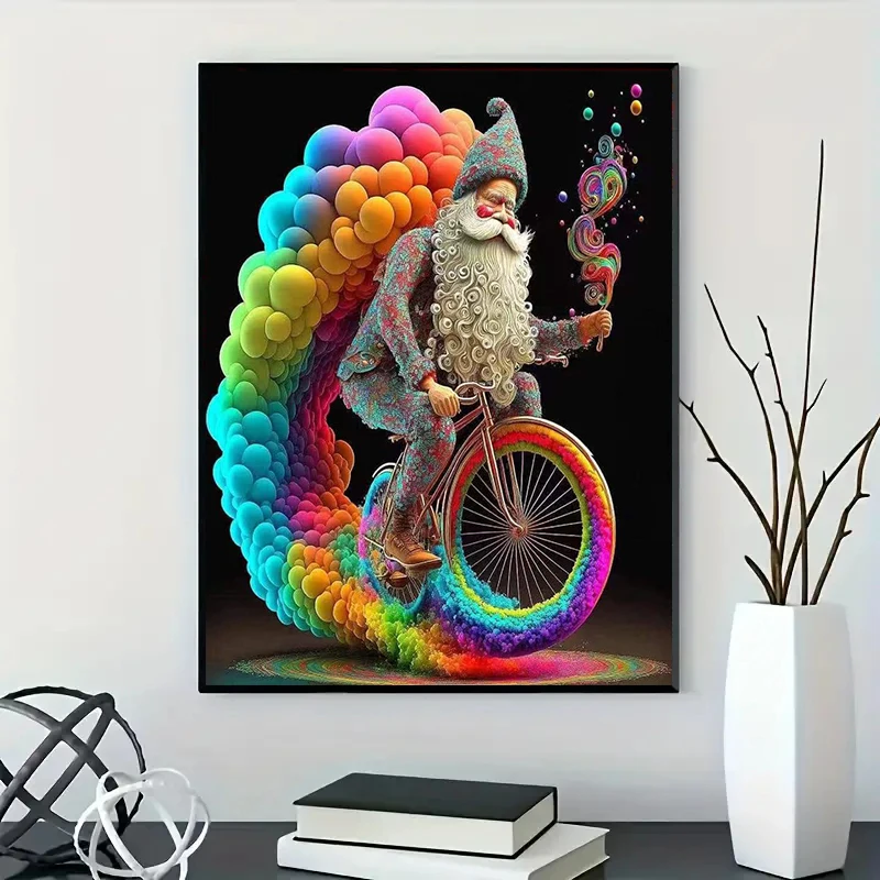 

Diamond Painting Santa Claus Rides A Colorful Bicycle Full Drill Mosaic Flower Rose Complete Kit Art Home Decorative Pictures