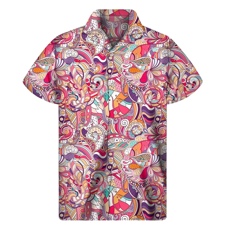 Mandala Floral Bohemian Hawaiian Shirt Men Women Oversized Short Sleeves Tees 3d Printed Ethnic Shirts Button Lapel Blouse