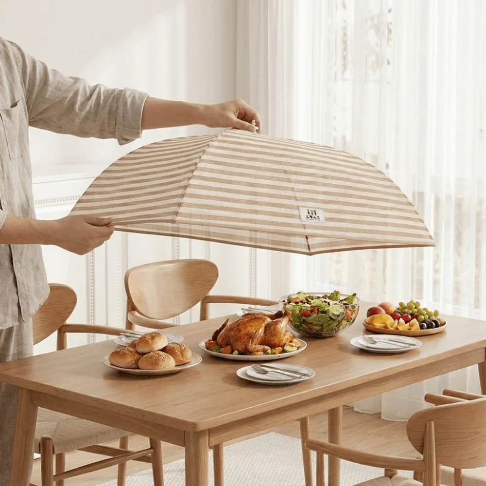Umbrella-Style Mesh Food Cover Anti-Mosquito Folding Food Preservation Cover Dust-proof Insect-proof Dish Covers Dining Table
