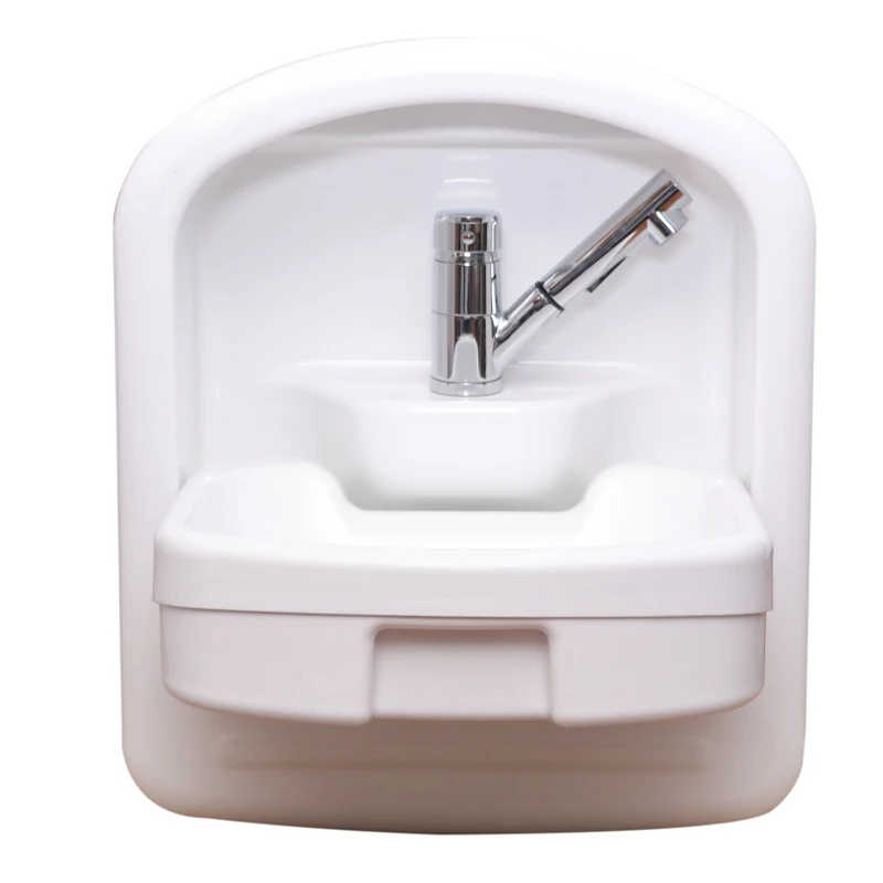 HWHongRV Folding RV Acrylic Sink Hidden Wall-Mounted Wash Basin with Integrated Faucet for Campervan Yacht Caravan