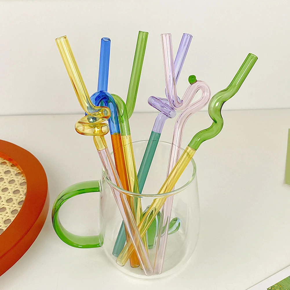 House Artistry Glass Straws Reusable Straws Heat Resistant Glass Straw Drinking Milk Tea Long Stem Glass Straw Wholesale