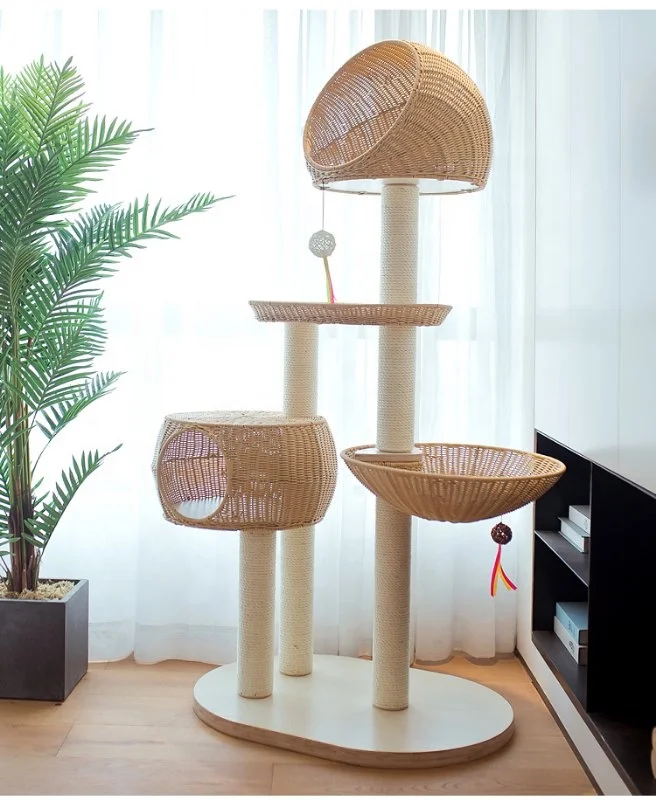 

Wholesale Integrated Cat Climbing Frame Natural Safety Pet Cat Scratcher with Wood Material for Cat Owners