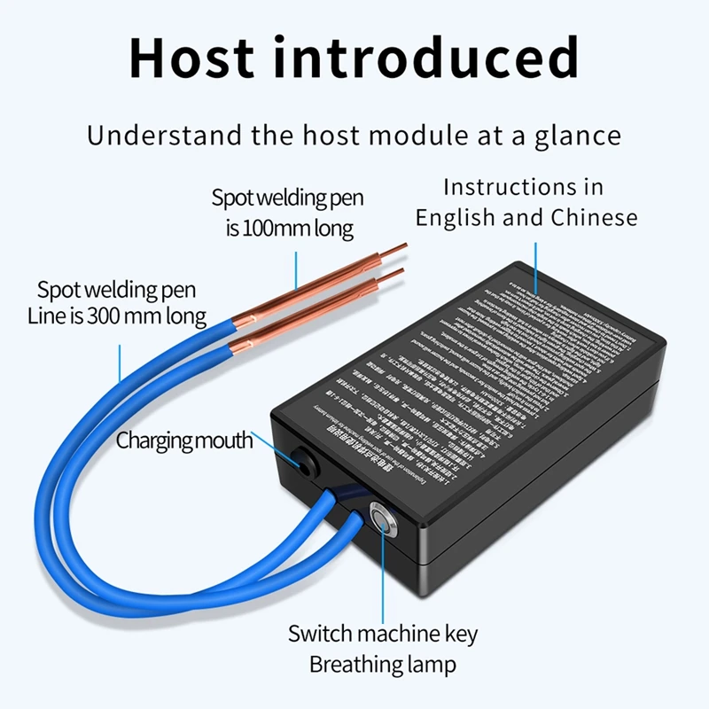 

Mini Hand-Held Spot Welder 0.1-0.15Mm 6-Gear Adjustable 10AWG For 18650 Lithium Battery Spot Welding