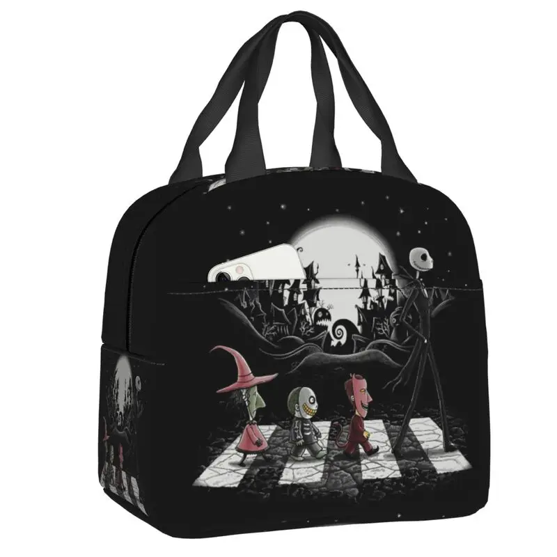 Custom The Nightmare Before Christmas Insulated Lunch Box Portable Warm Cooler Thermal Lunch Bag Container Tote Bags