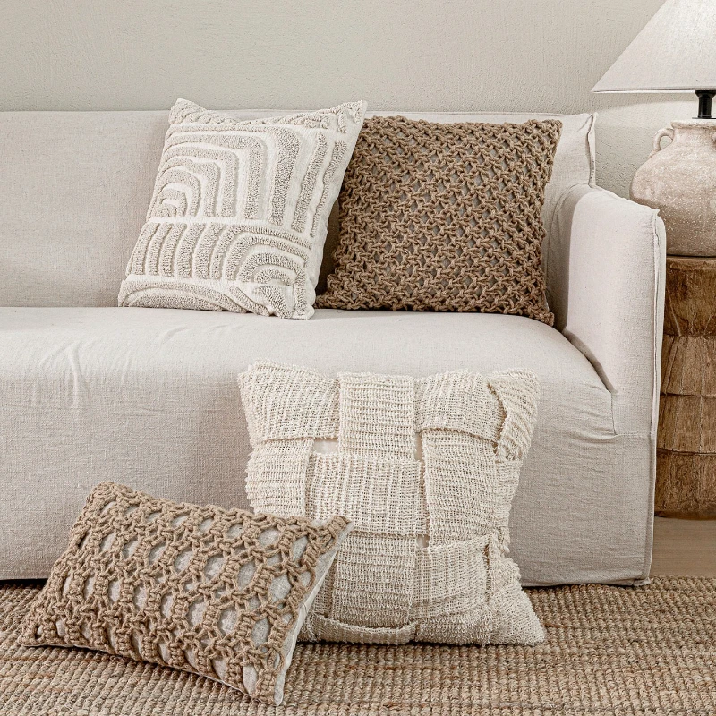 30X50/50X50CM Coffee Woven Throw Pillow Cover Modern Homestay Stamping Waist Cushion Cover Decor Home Decorative Pillowcase