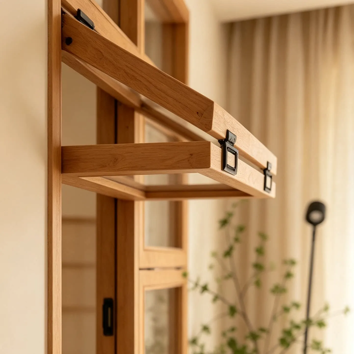 Folding window Solid wood Push up and down Turn up window Kitchen wood frame Living room background