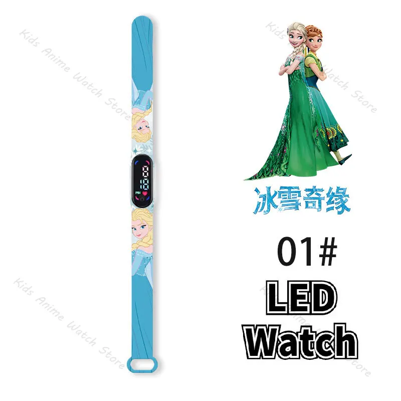 Disney Frozen Children's Digital Watch Cartoon Action Figure Anna Elsa LED Touch Waterproof Electronic Kids Watch Birthday Gifts