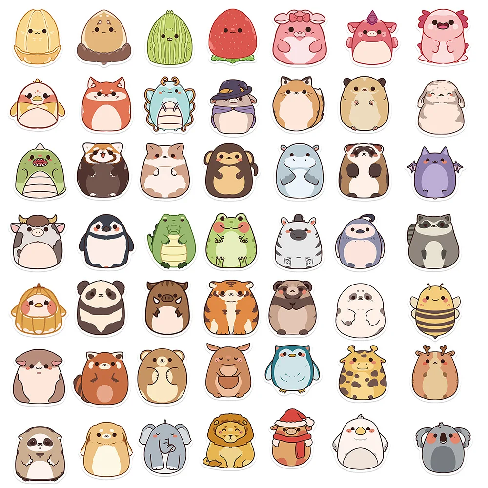 10/30/50PCS Cute Tumbler Style Animals Stickers Funny Decoration Decals Toy Gift for Kids DIY Wall Luggage Notebook Guitar