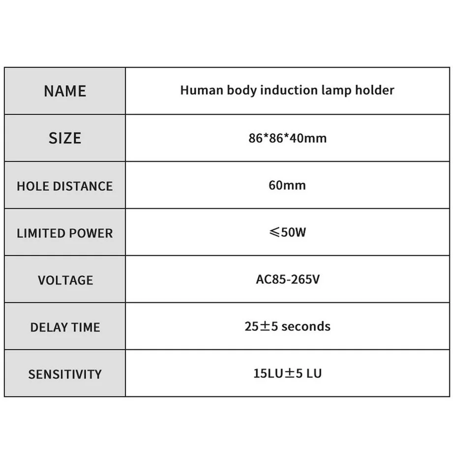 LED Bulb Light E27 Base PIR Motion Detector Automatic Human Body Infrared IR Sensor Lamp Holder Wall Lamp Holder Socket