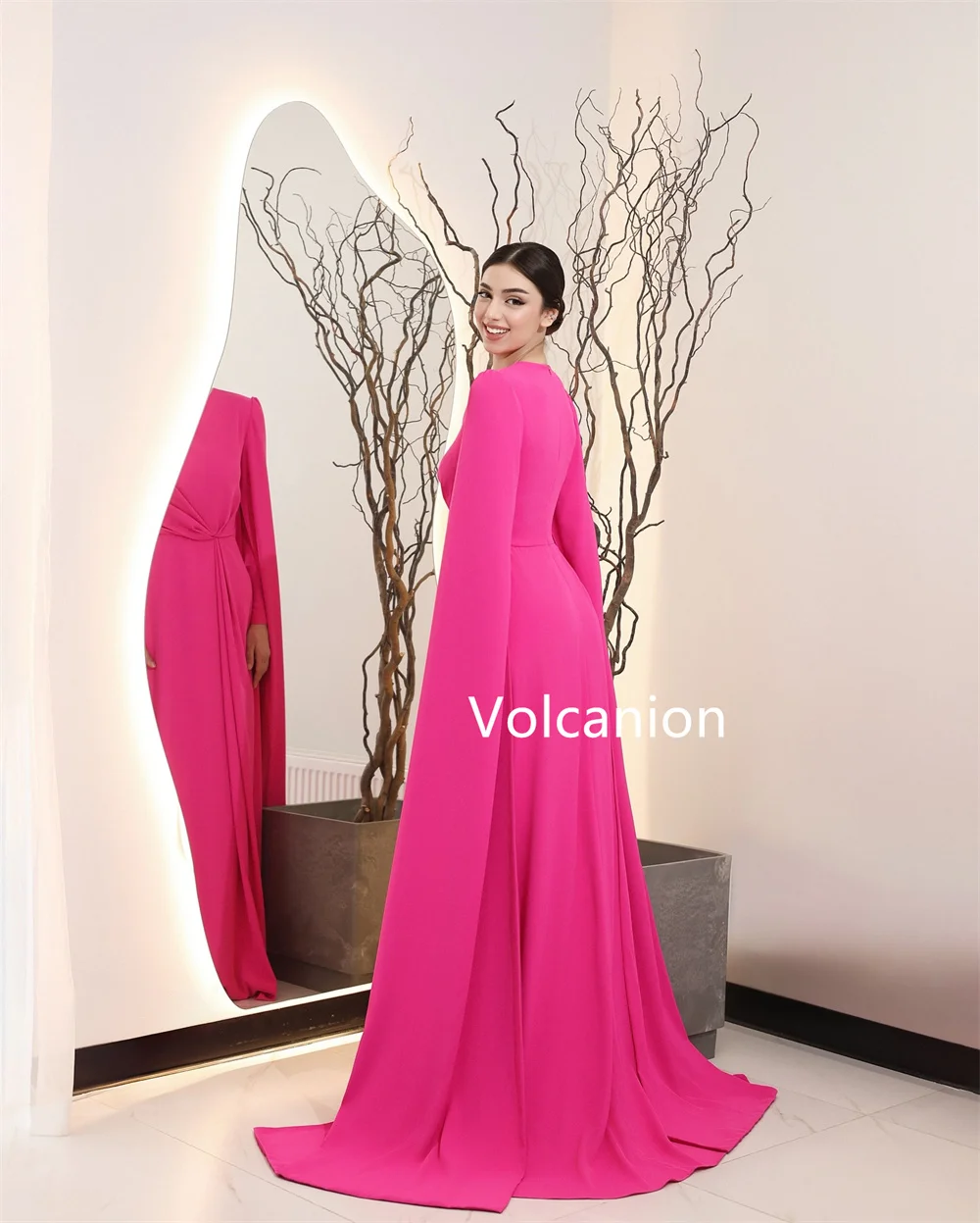 تخصيص جيرسي الطية ألف خط س الرقبة فساتين طويلة مناسبة مخصصة حفلة موسيقية مساء أنيقة بسيطة مطابقة