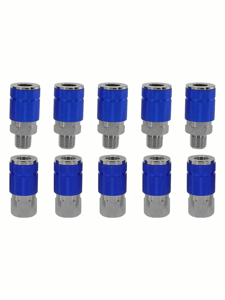 Conveniently Manage Your Pneumatic Tools with This Comprehensive Quick Coupler Kit of Ten Connectors Conveniently