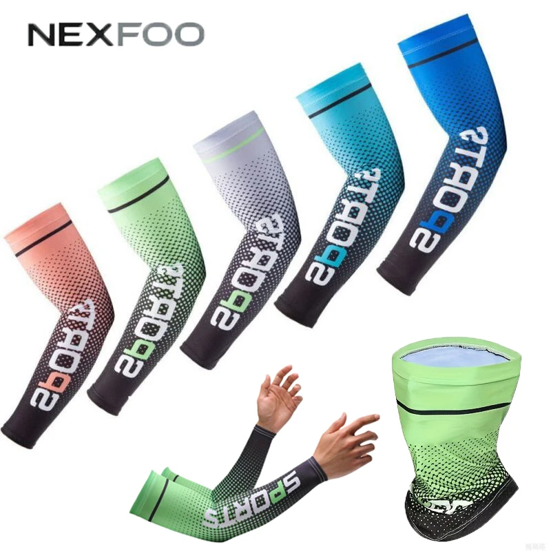

UPF 50+ Anti-UV Ice Silk Arm Sleeves Mask Set for Men Breathable Cool Sun Protection Cover Summer Cycling Fishing Driving Sports