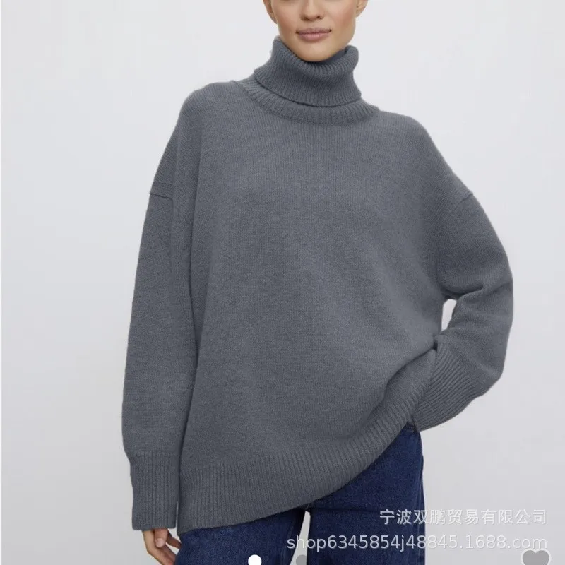 Fashion Women's Turtleneck Sweater Autumn Winter New Knit Pullover Sweaters Jumper Loose Casual Elegant Solid Sweater For Women