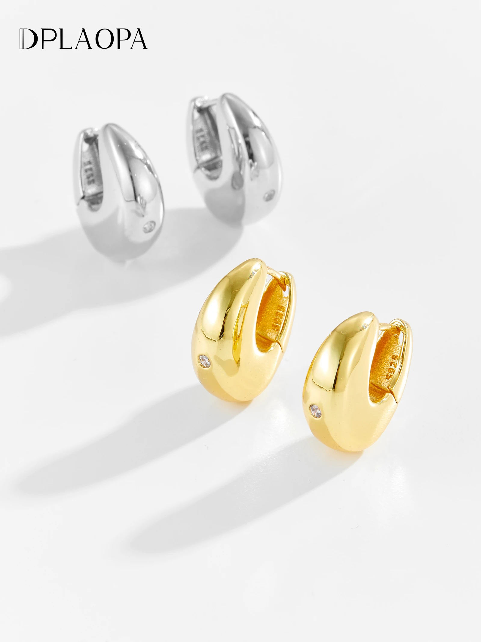 

DPLAOPA 925 Sterling Silver Gold Huggies Thick Hoop Earrings 2025 Women Luxury Party Daily Rock Punk Fine Jewelry