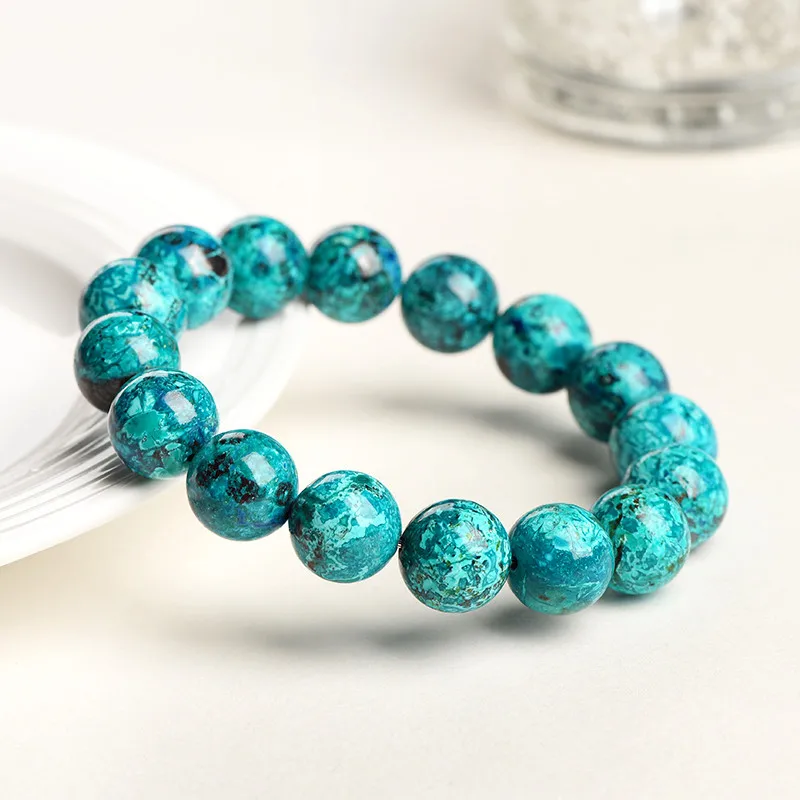 Natural Blue Malachite Azurite Bracelet Round Beads Woman Men Green Malachite 8mm 9mm 10mm 12mm Fashion Rare Stone AAAAAA